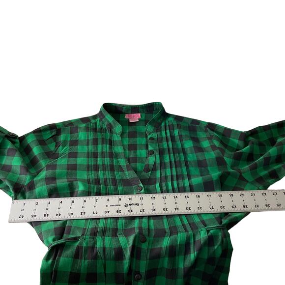 She's Cool Women's 3X Green Plaid Belted Shirt Dress Casual Day Dress Tie Waist - Picture 4 of 16